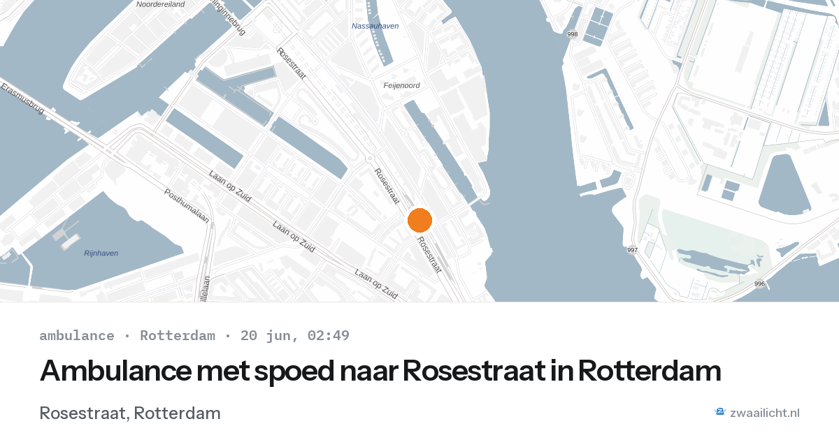 Ambulance met spoed naar Rosestraat in Rotterdam — 20 jun 2026