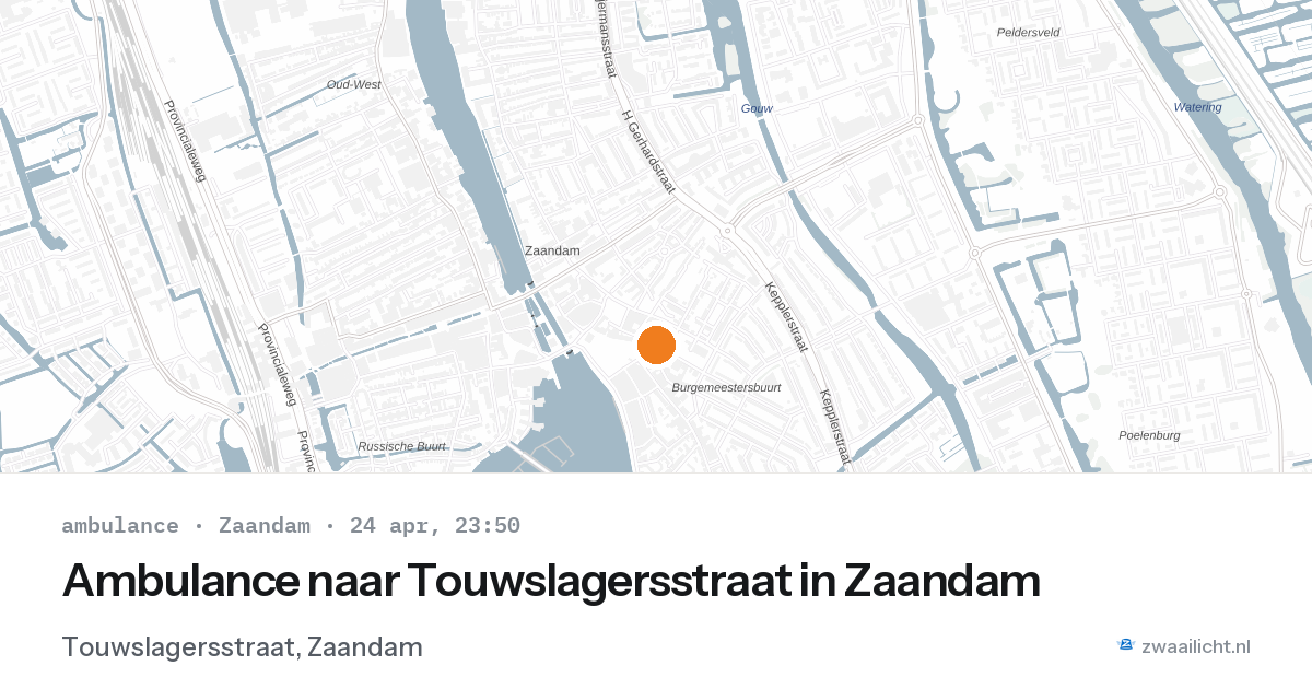 Ambulance naar Touwslagersstraat in Zaandam — 24 apr 2026