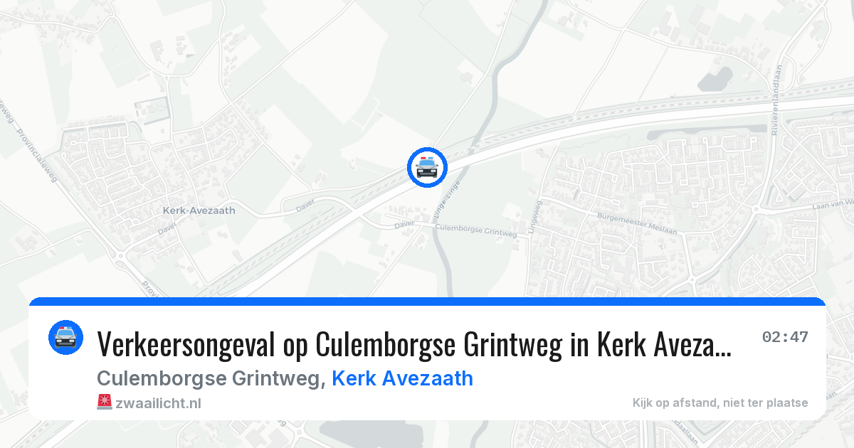 Verkeersongeval op Culemborgse Grintweg in Kerk Avezaath — 19 apr 2026