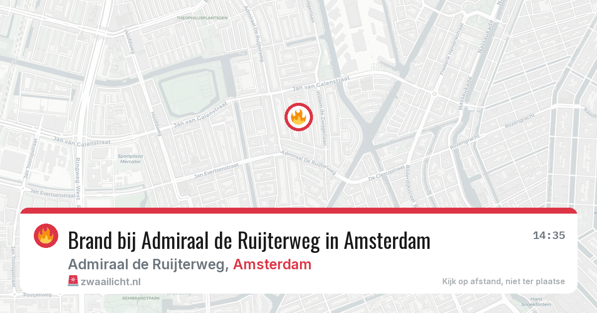 Brand bij Admiraal de Ruijterweg in Amsterdam — 27 jun 2026