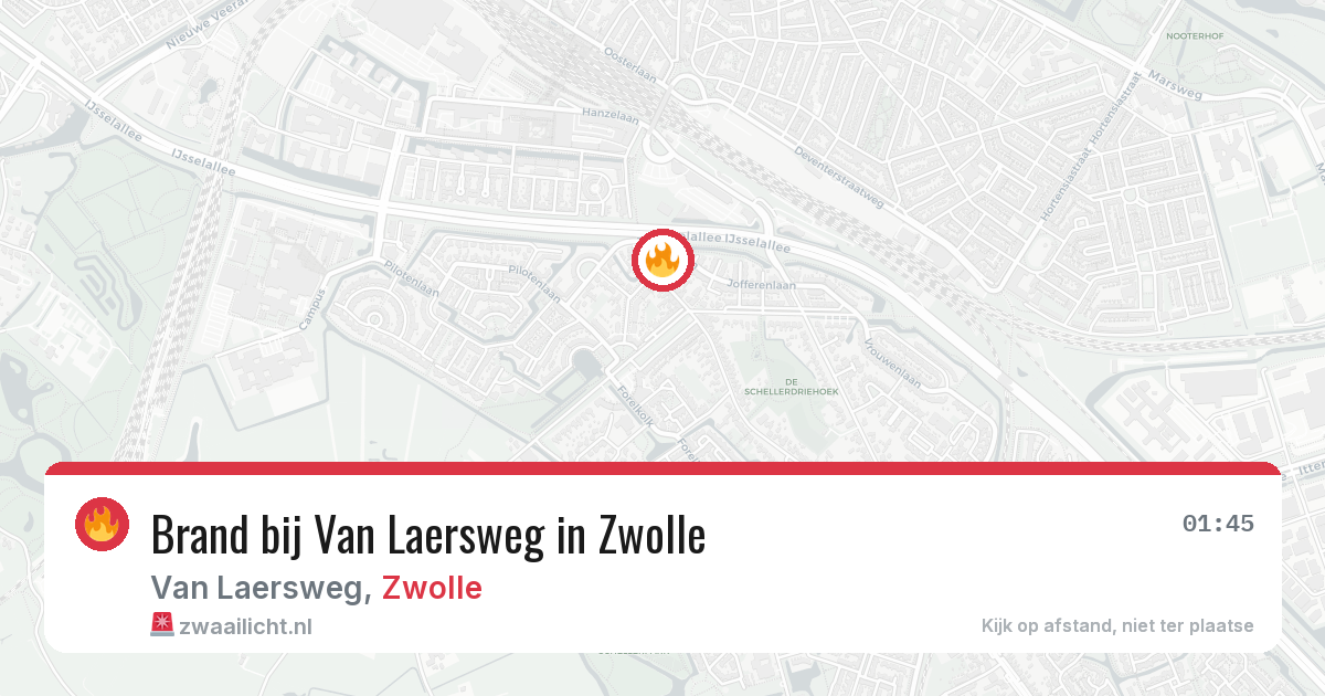 Brand bij Van Laersweg in Zwolle — 22 jun 2026