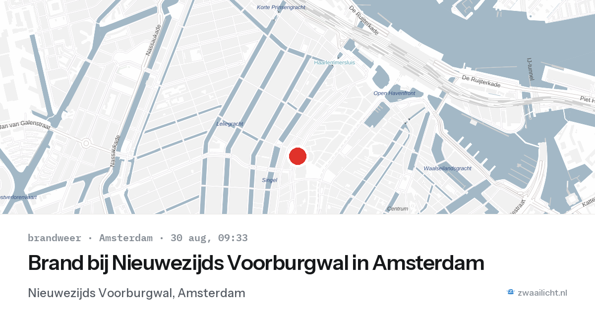 Brand bij Nieuwezijds Voorburgwal in Amsterdam — 30 aug 2026