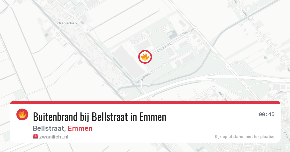 Buitenbrand bij Bellstraat in Emmen — 16 mrt 2026