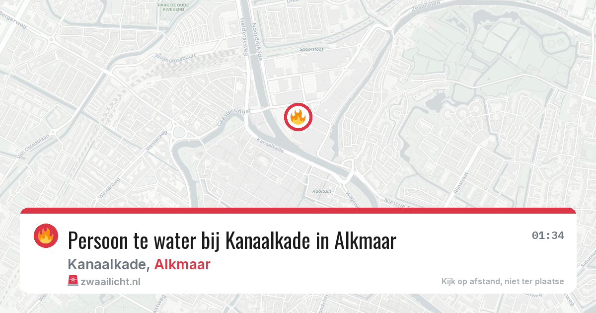 Persoon te water bij Kanaalkade in Alkmaar — 12 aug 2026