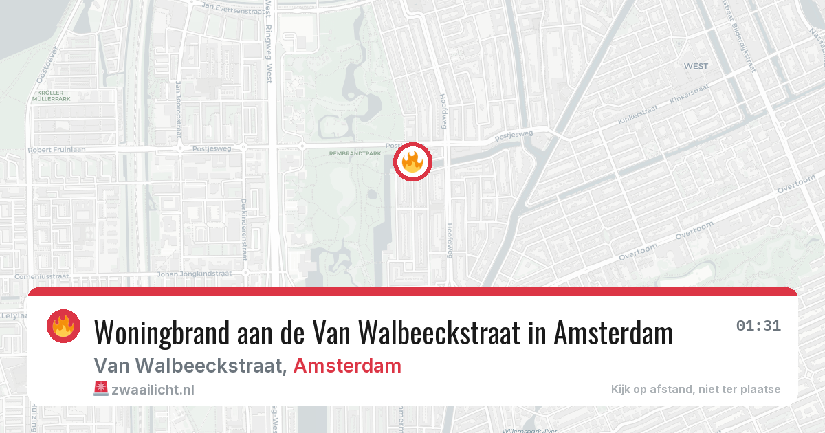 Woningbrand aan de Van Walbeeckstraat in Amsterdam — 8 mei 2026