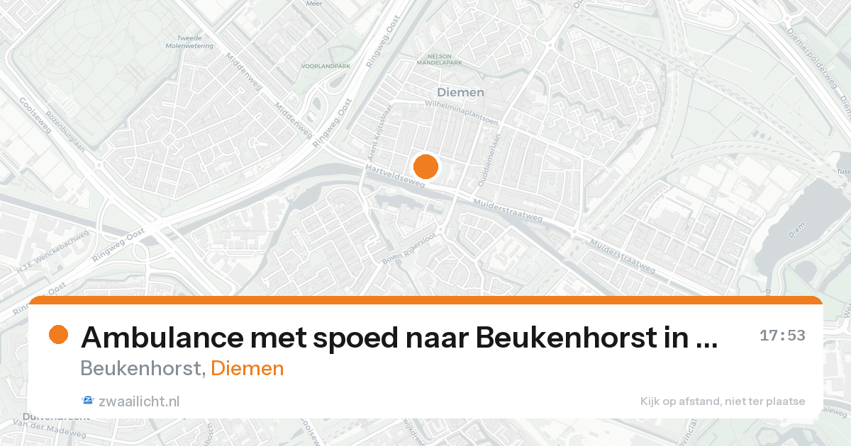 Ambulance met spoed naar Beukenhorst in Diemen — 17 aug 2026