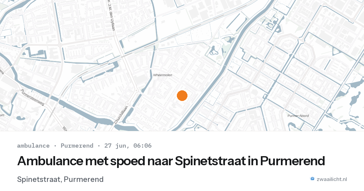 Ambulance met spoed naar Spinetstraat in Purmerend — 27 jun 2026