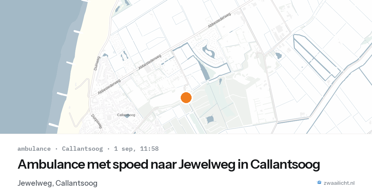 Ambulance met spoed naar Jewelweg in Callantsoog — 1 sep 2026