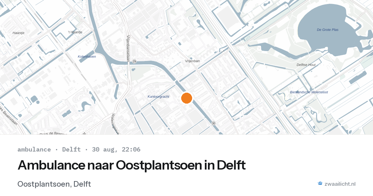 Ambulance naar Oostplantsoen in Delft — 30 aug 2026