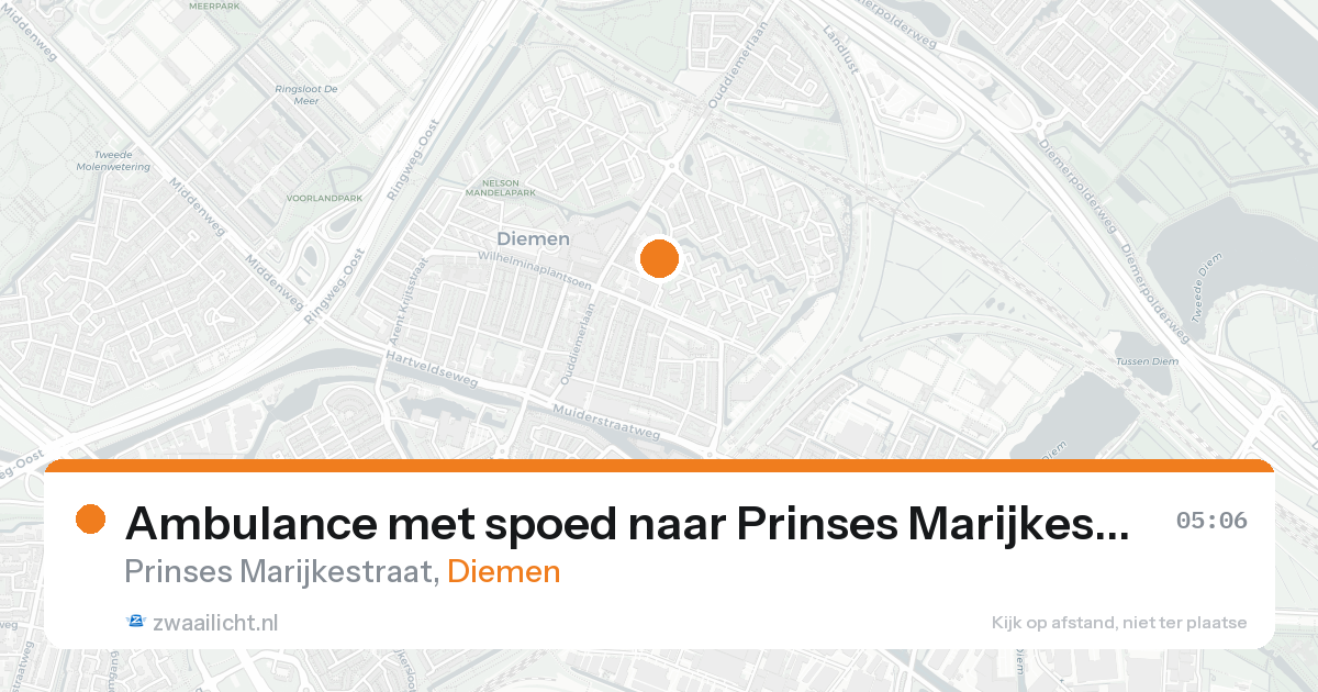 Ambulance met spoed naar Prinses Marijkestraat in Diemen — 18 aug 2026