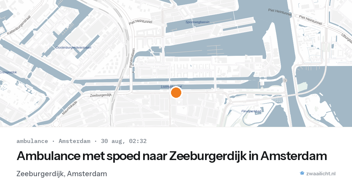 Ambulance met spoed naar Zeeburgerdijk in Amsterdam — 30 aug 2026