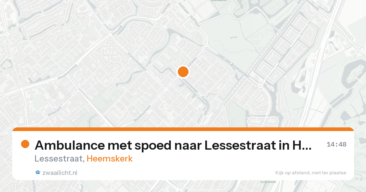 Ambulance met spoed naar Lessestraat in Heemskerk — 20 aug 2026