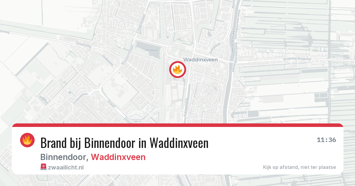 Brand bij Binnendoor in Waddinxveen — 3 aug 2026