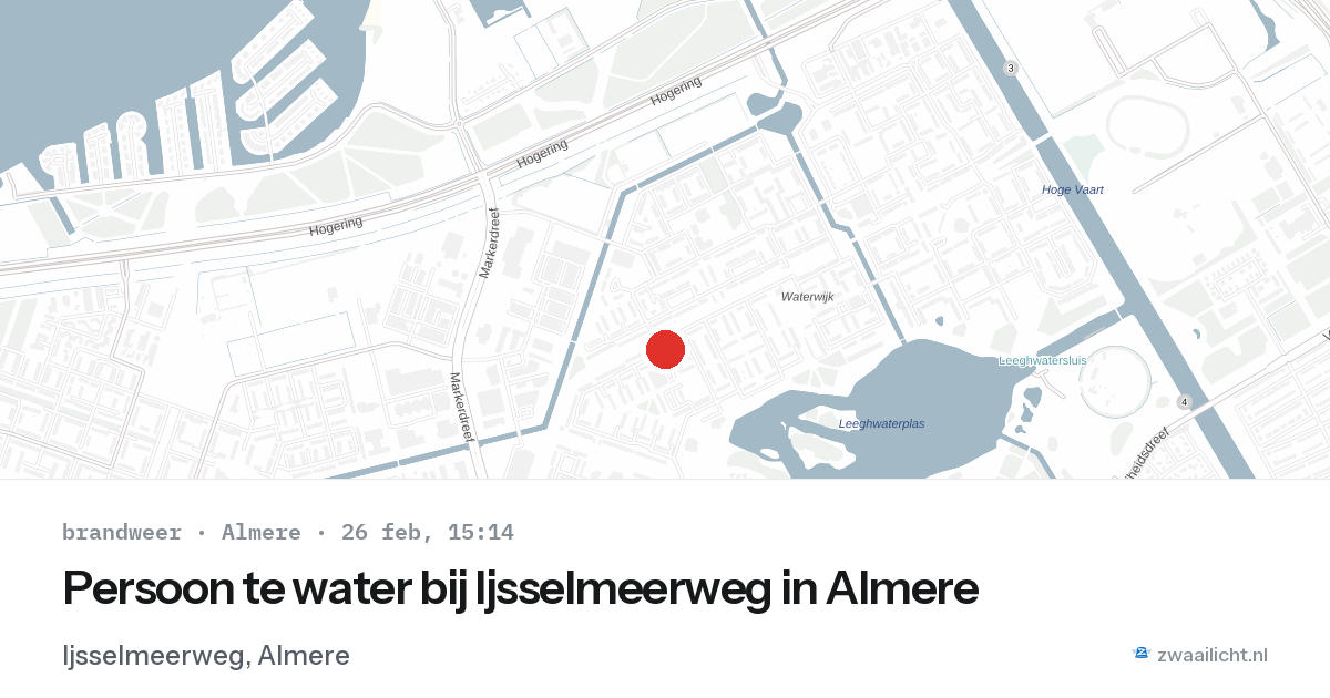 Persoon te water bij Ijsselmeerweg in Almere — 26 feb 2026