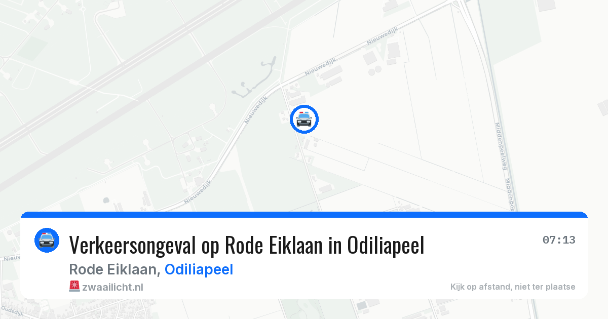 Verkeersongeval op Rode Eiklaan in Odiliapeel — 18 jun 2026