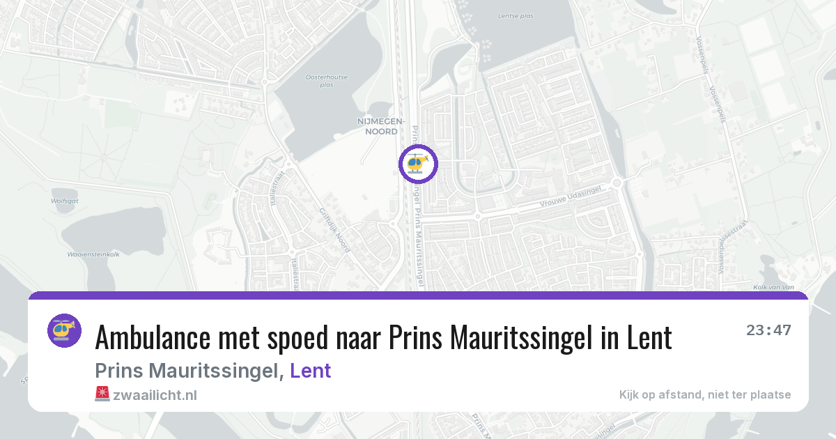 Ambulance met spoed naar Prins Mauritssingel in Lent — 15 jul 2026