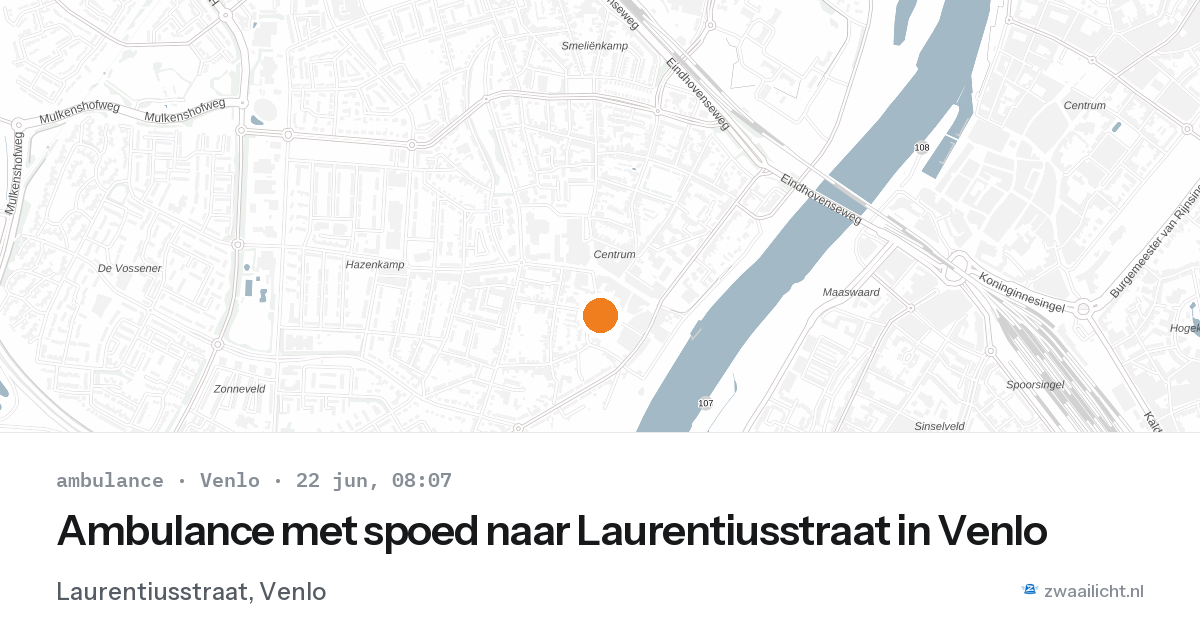 Ambulance met spoed naar Laurentiusstraat in Venlo — 22 jun 2026