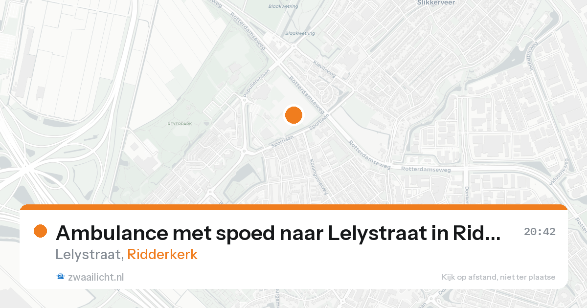 Ambulance met spoed naar Lelystraat in Ridderkerk — 16 aug 2026