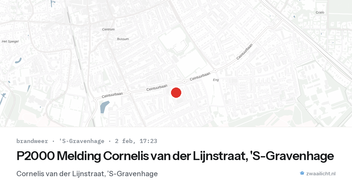 P2000 Melding Cornelis van der Lijnstraat, 'S-Gravenhage — 2 feb 2026