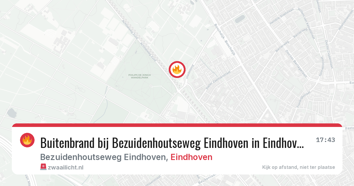 Buitenbrand bij Bezuidenhoutseweg Eindhoven in Eindhoven — 14 aug 2026