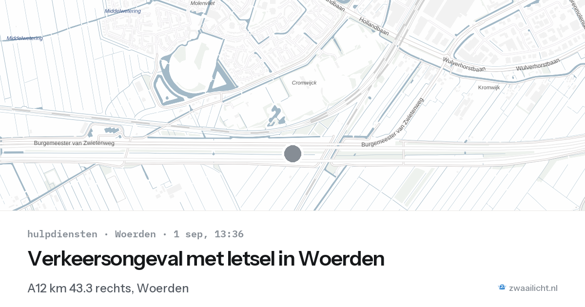 Verkeersongeval met letsel in Woerden — 1 sep 2026