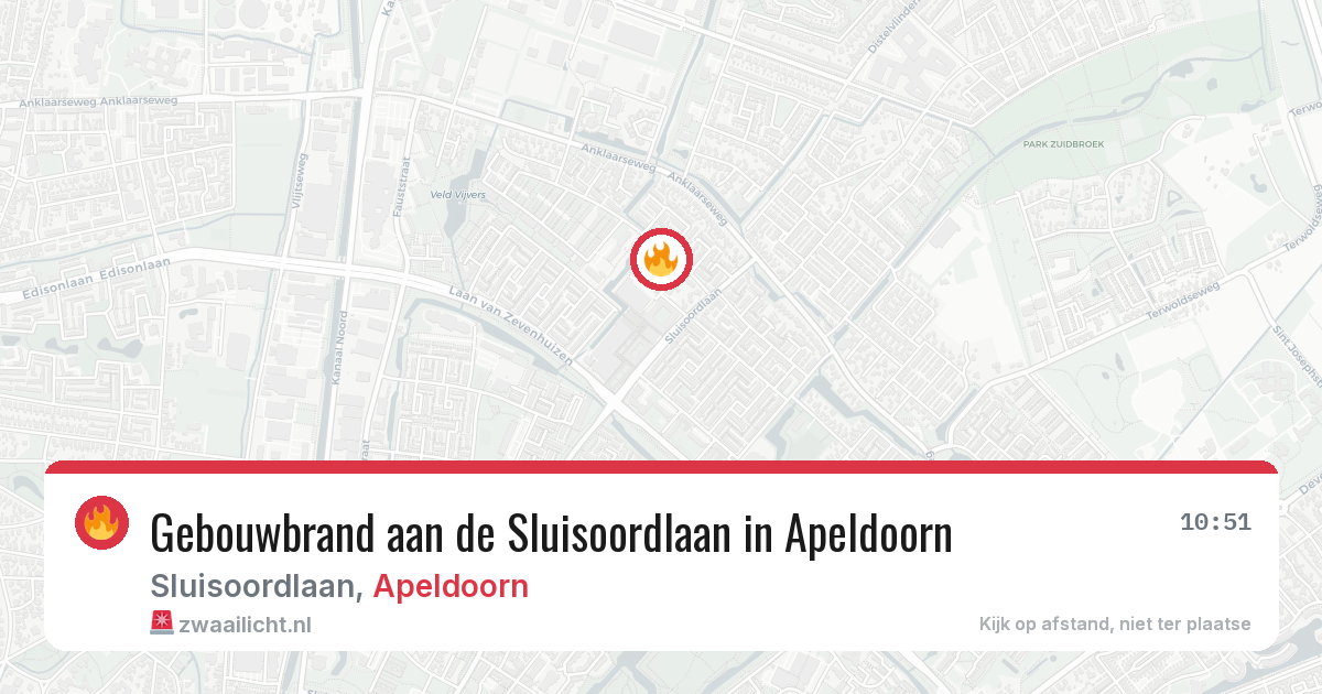 Gebouwbrand aan de Sluisoordlaan in Apeldoorn — 11 jun 2026