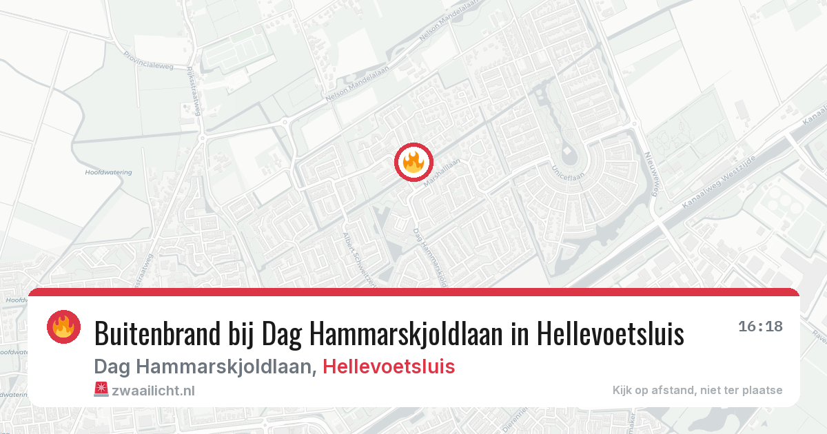 Buitenbrand bij Dag Hammarskjoldlaan in Hellevoetsluis — 14 aug 2026