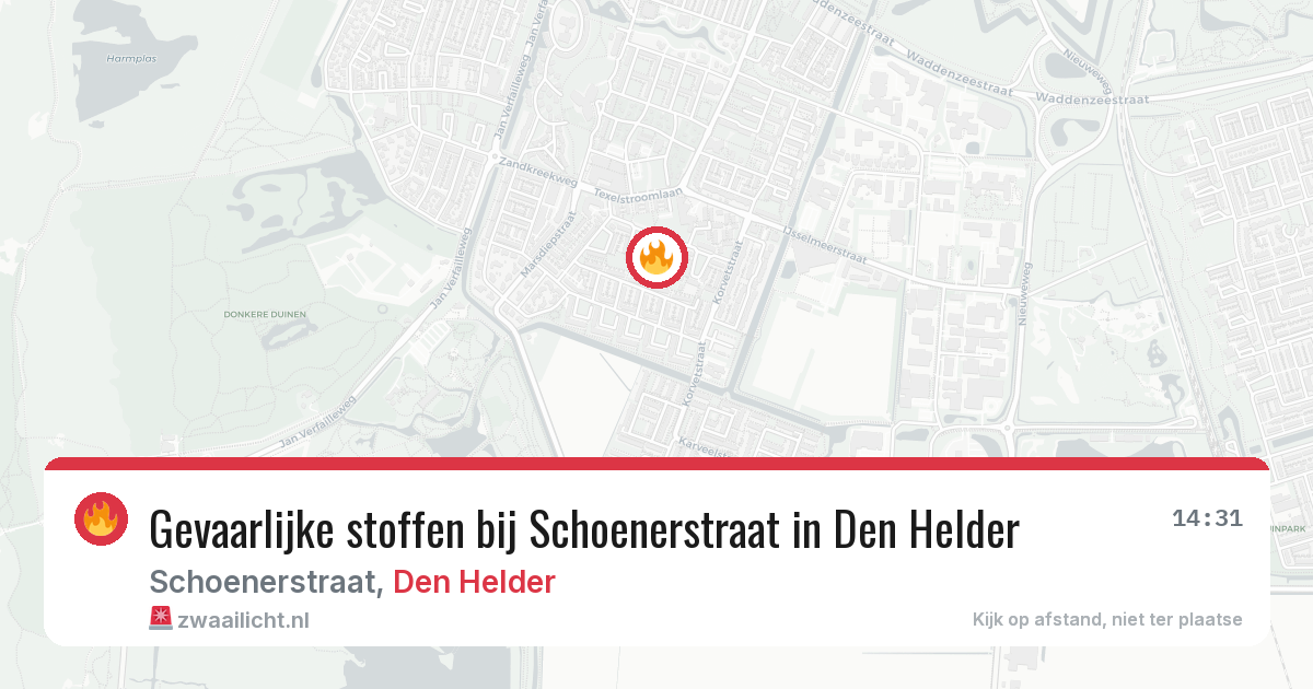 Gevaarlijke stoffen bij Schoenerstraat in Den Helder — 18 mrt 2026