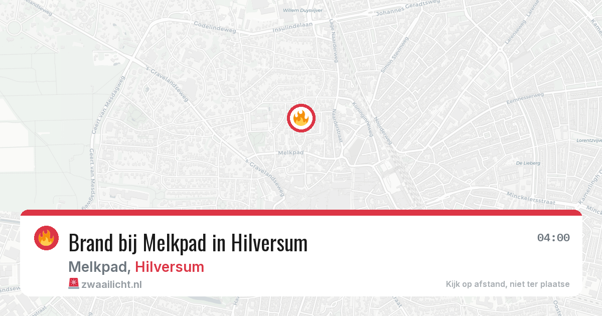 Brand bij Melkpad in Hilversum — 5 aug 2026