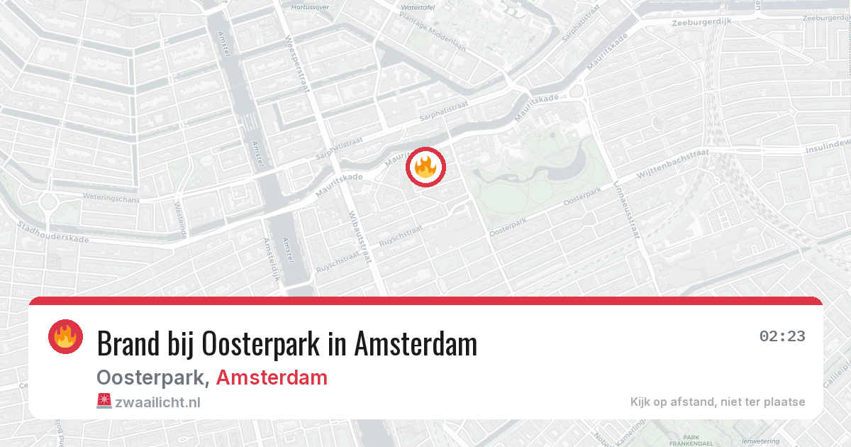 Brand bij Oosterpark in Amsterdam — 6 mrt 2026