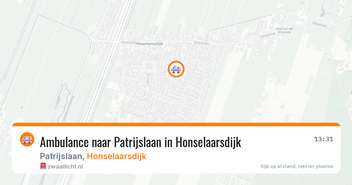 Ambulance naar Patrijslaan in Honselaarsdijk — 10 aug 2026
