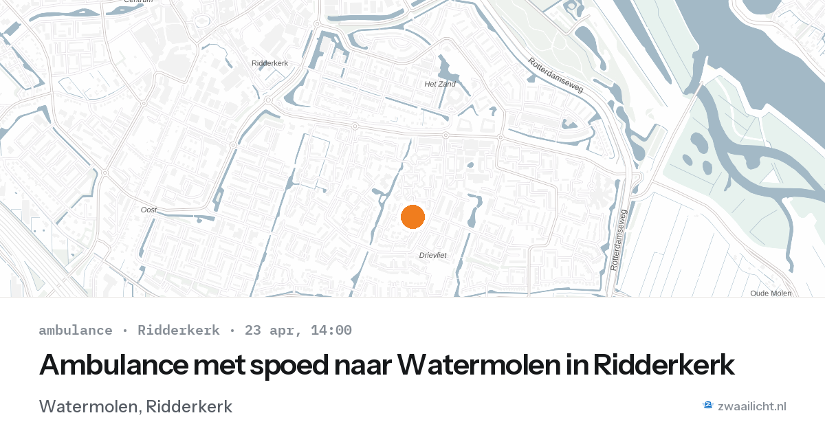 Ambulance met spoed naar Watermolen in Ridderkerk — 23 apr 2026