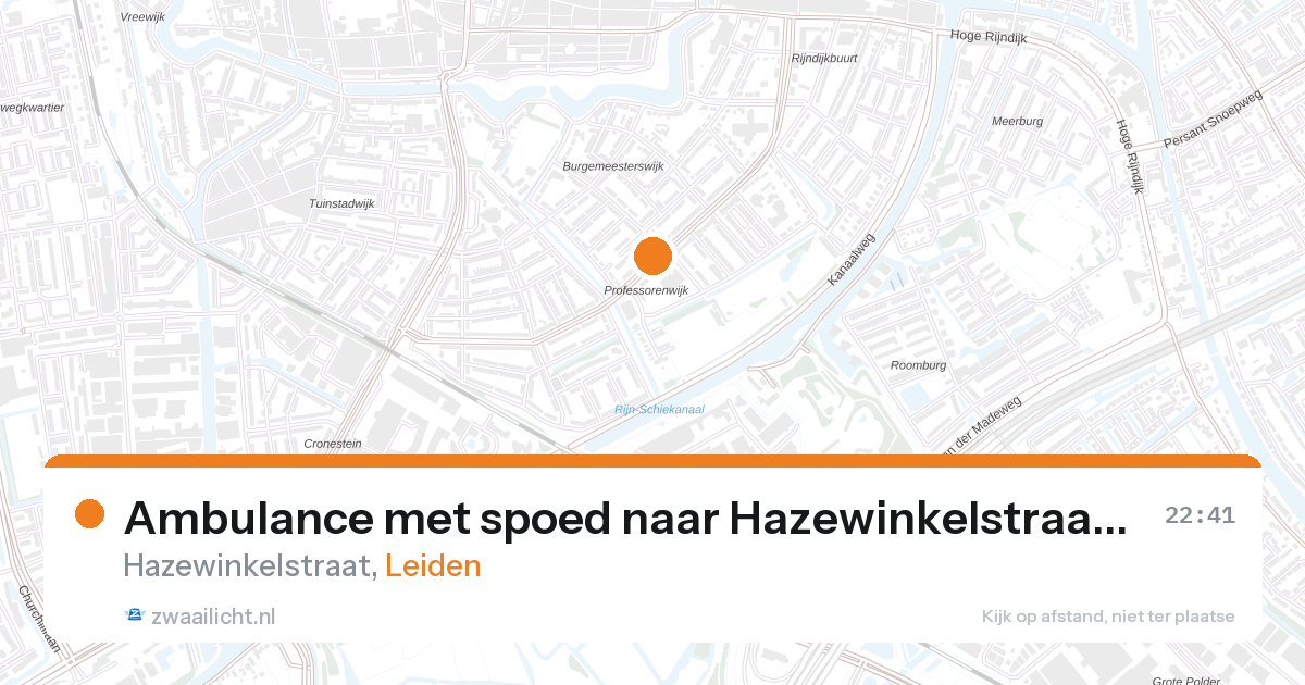 Ambulance met spoed naar Hazewinkelstraat in Leiden — 27 aug 2026
