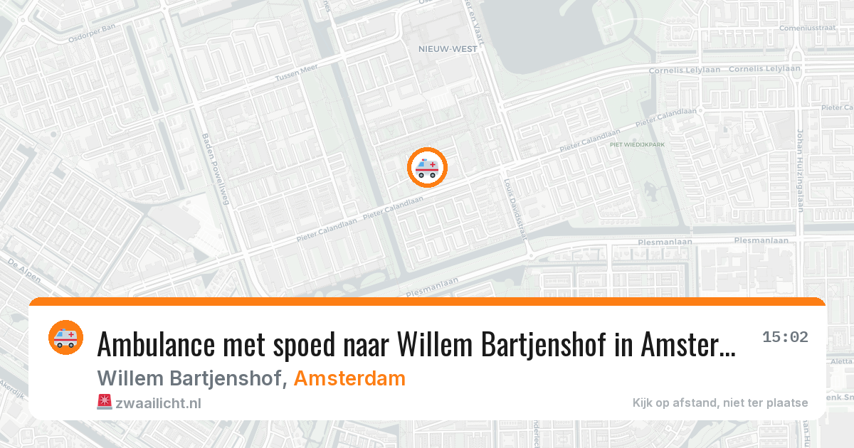 Ambulance met spoed naar Willem Bartjenshof in Amsterdam — 1 aug 2026