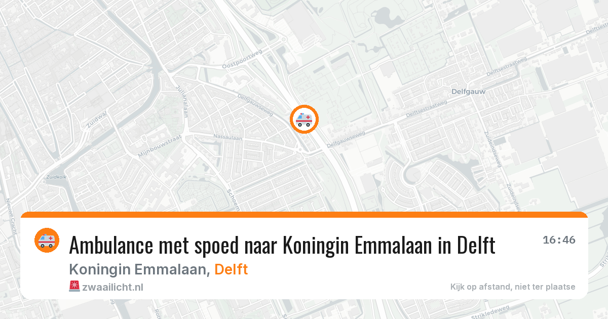 Ambulance met spoed naar Koningin Emmalaan in Delft — 30 jun 2026