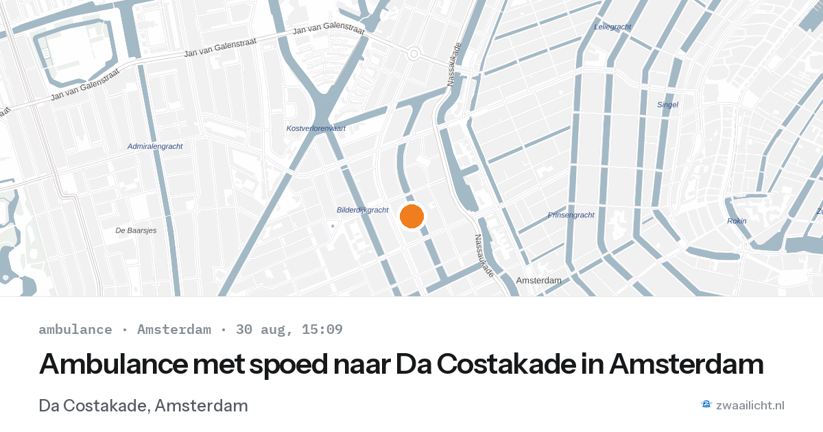 Ambulance met spoed naar Da Costakade in Amsterdam — 30 aug 2026