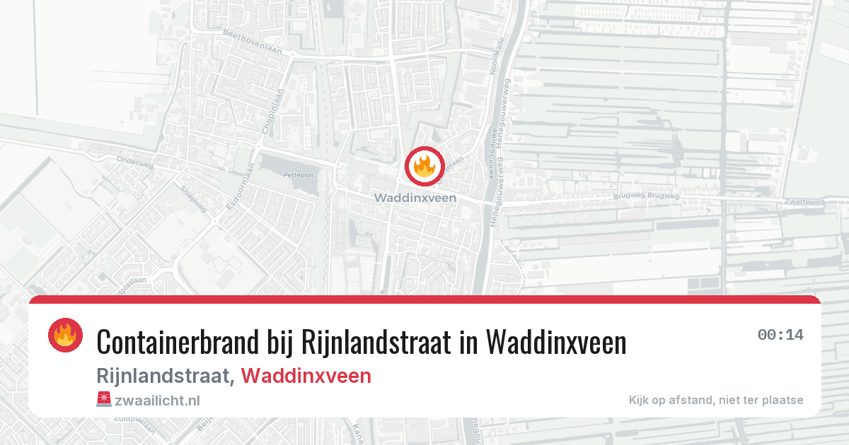 Containerbrand bij Rijnlandstraat in Waddinxveen — 13 jun 2026