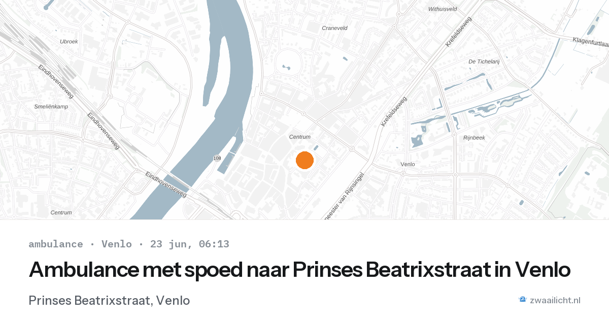 Ambulance met spoed naar Prinses Beatrixstraat in Venlo — 23 jun 2026