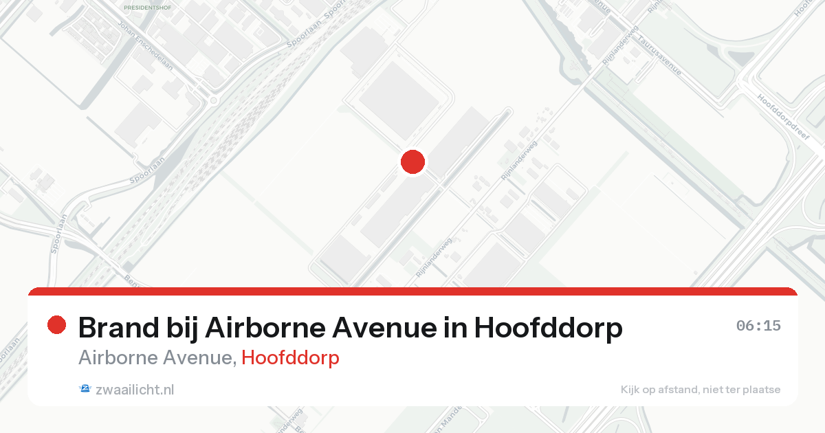 Brand bij Airborne Avenue in Hoofddorp — 17 aug 2026