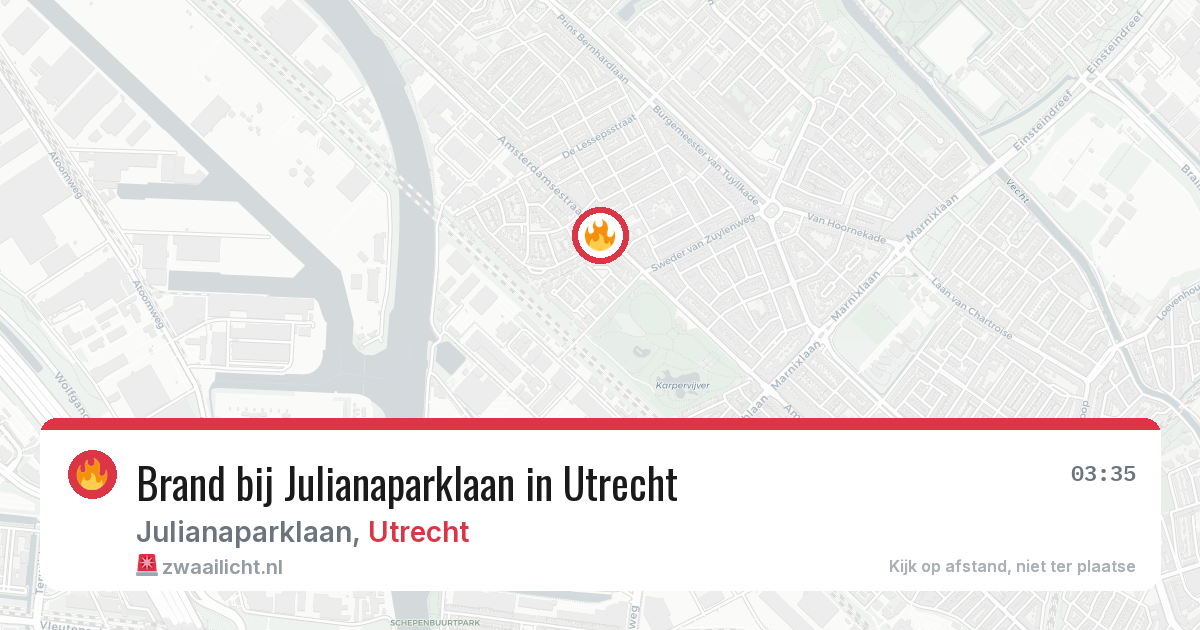 Brand bij Julianaparklaan in Utrecht — 24 jul 2026