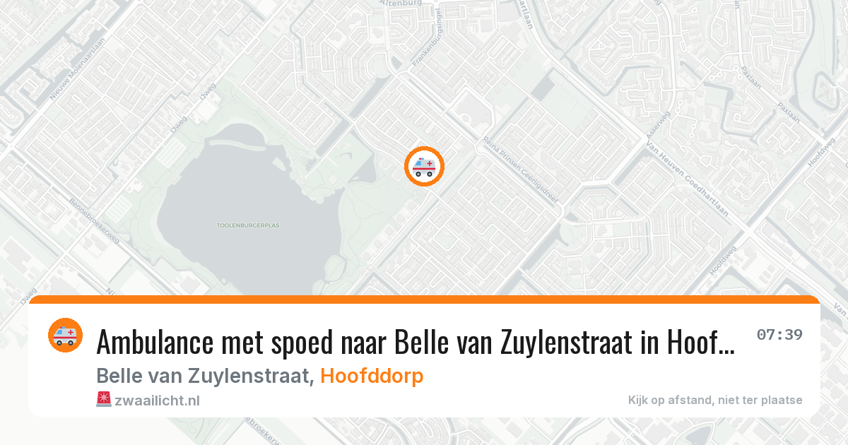 Ambulance met spoed naar Belle van Zuylenstraat in Hoofddorp — 2 aug 2026