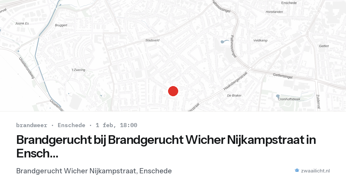 Brandgerucht bij Brandgerucht Wicher Nijkampstraat in Enschede — 1 feb 2026