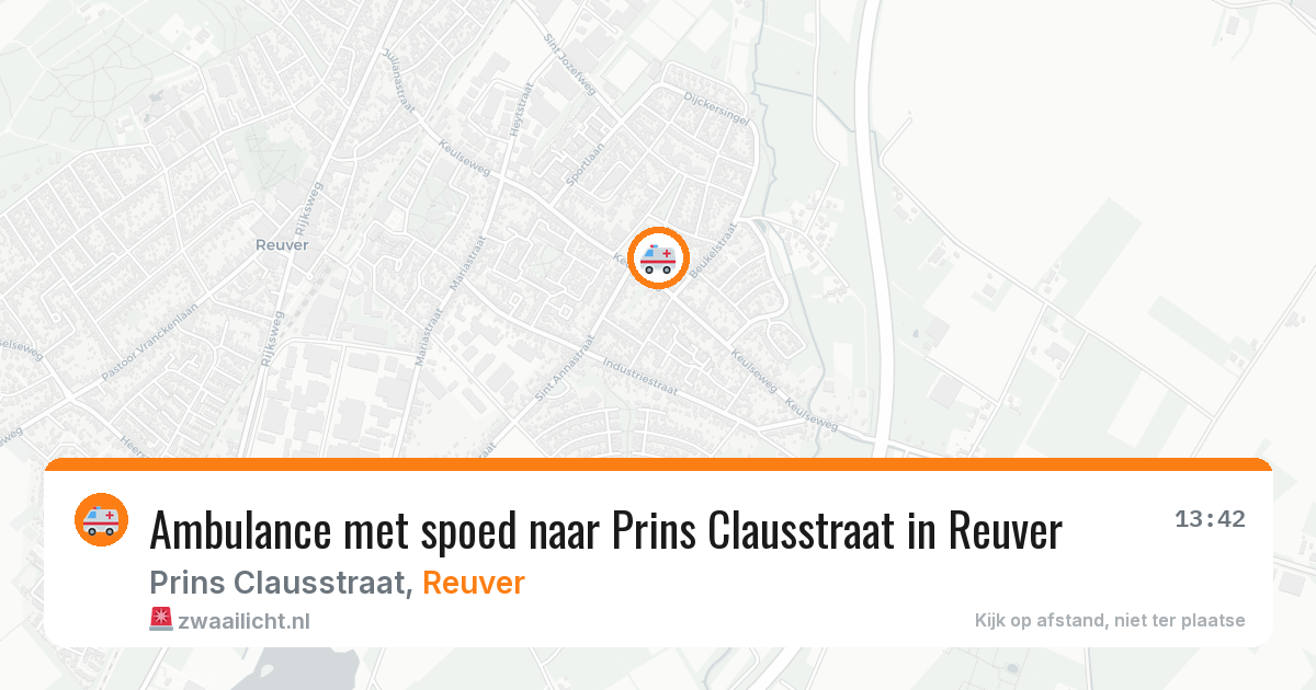 Ambulance met spoed naar Prins Clausstraat in Reuver — 28 jul 2026