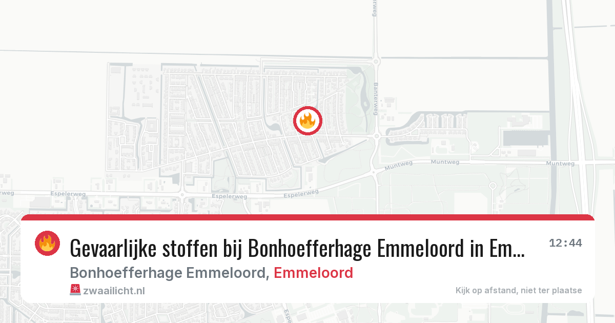 Gevaarlijke stoffen bij Bonhoefferhage Emmeloord in Emmeloord — 10 aug 2026