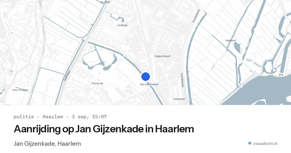 Aanrijding op Jan Gijzenkade in Haarlem — 3 sep 2026