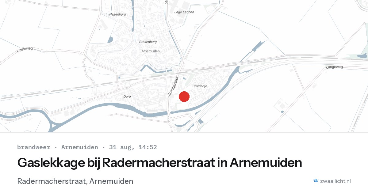 Gaslekkage bij Radermacherstraat in Arnemuiden — 31 aug 2026