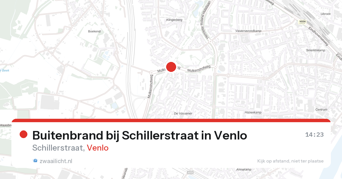 Buitenbrand bij Schillerstraat in Venlo — 13 aug 2026