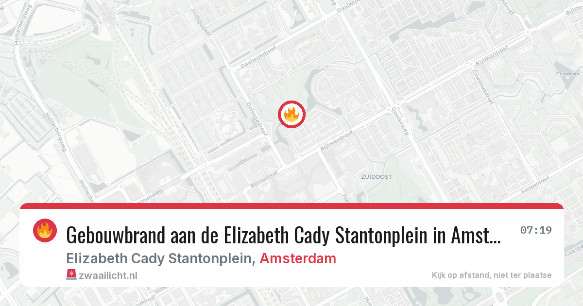 Gebouwbrand aan de Elizabeth Cady Stantonplein in Amsterdam — 22 feb 2026