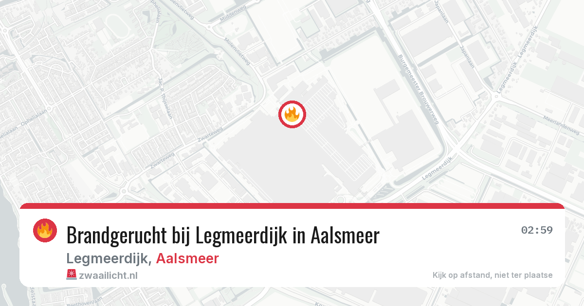 Brandgerucht bij Legmeerdijk in Aalsmeer — 10 mei 2026
