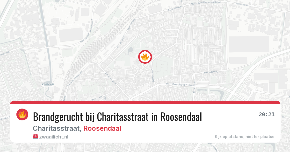 Brandgerucht bij Charitasstraat in Roosendaal — 12 aug 2026